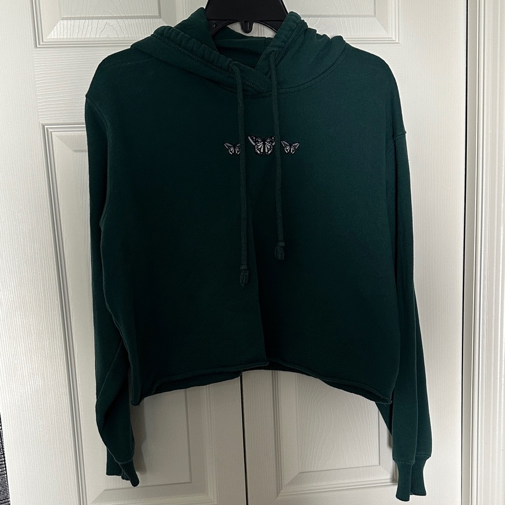 Hollister Dark Green Hoodie with Butterfly Detail